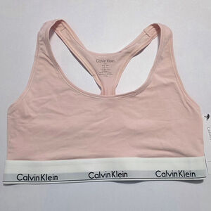 Calvin Klein Pink & White Modern Unlined Sports Bra / Bralette XS S L XL